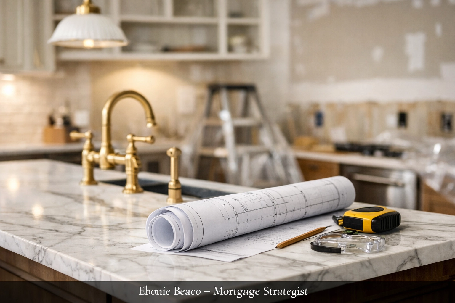 Luxury kitchen renovation in progress, showing how a HELOC funds home improvements in Chicago.