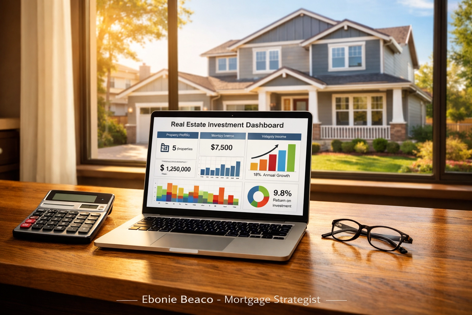 Real estate investor desk analyzing off-market property deals and DSCR rental cash flow calculations.