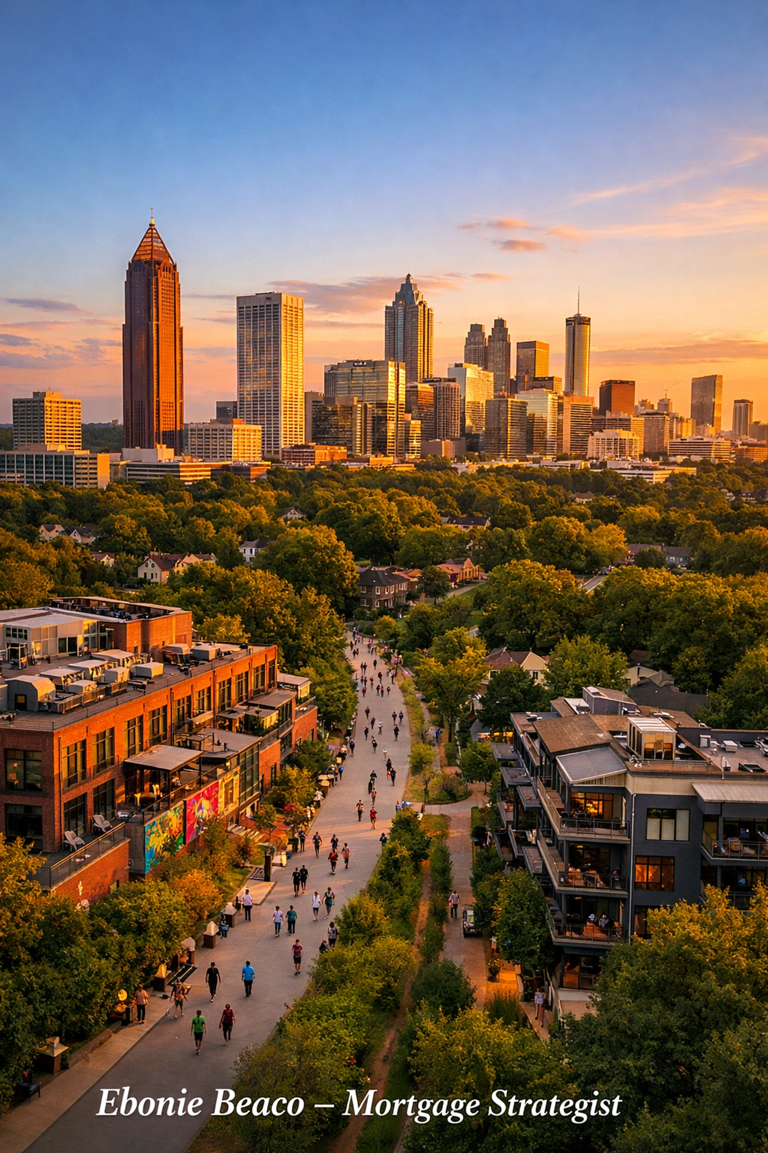 Atlanta skyline and Beltline highlighting growth for real estate wholesale investment properties.