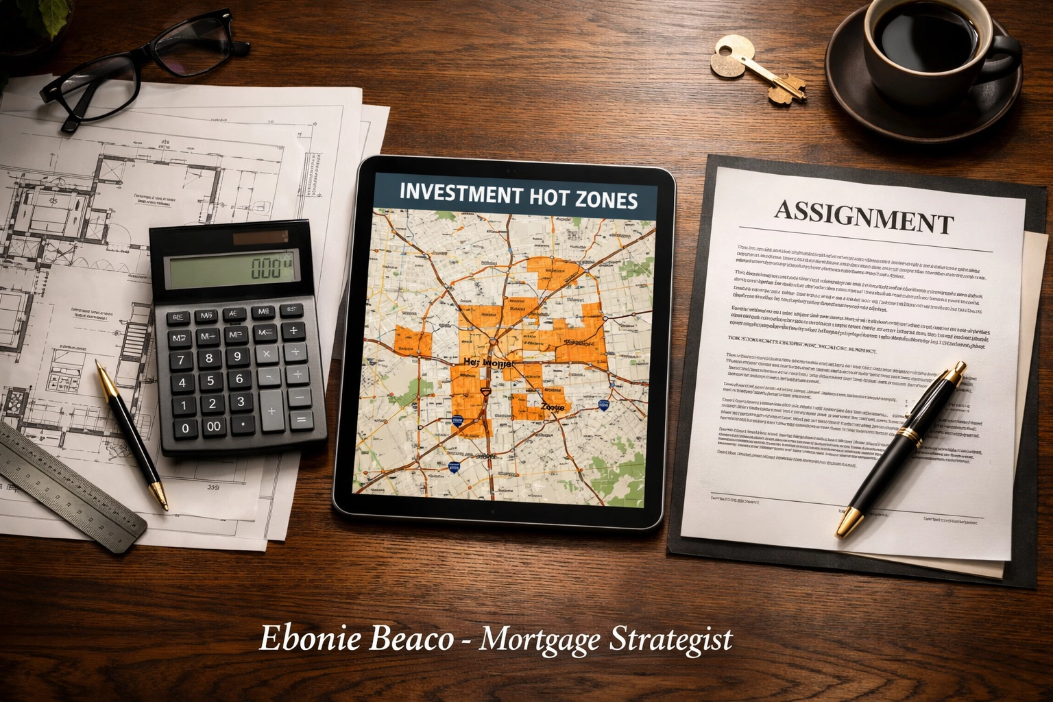 Investor workspace with Atlanta property map and contract for scaling real estate wholesale deals.