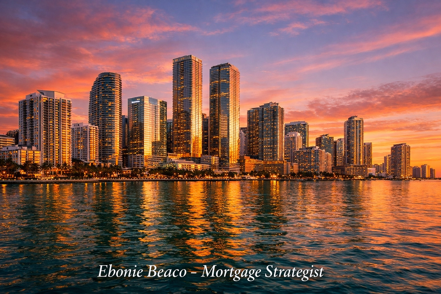 Miami skyline at sunset representing high-value Florida luxury real estate and jumbo loan markets.