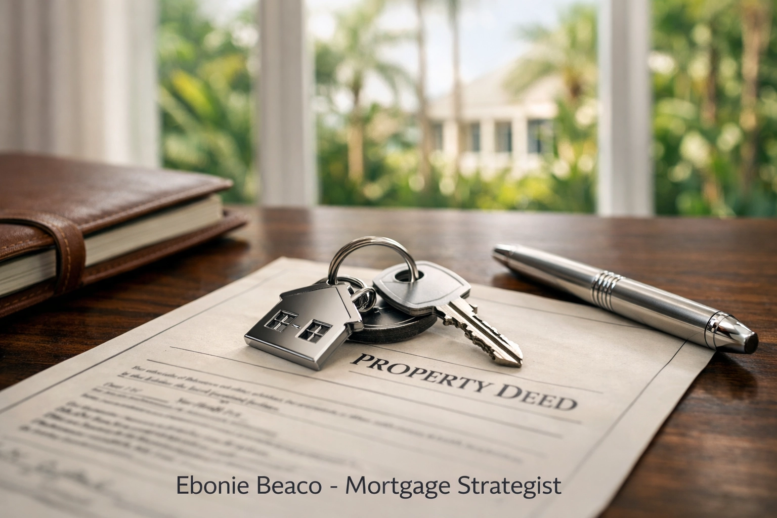 House keys resting on a property deed representing financial freedom using a Florida HELOC strategy.