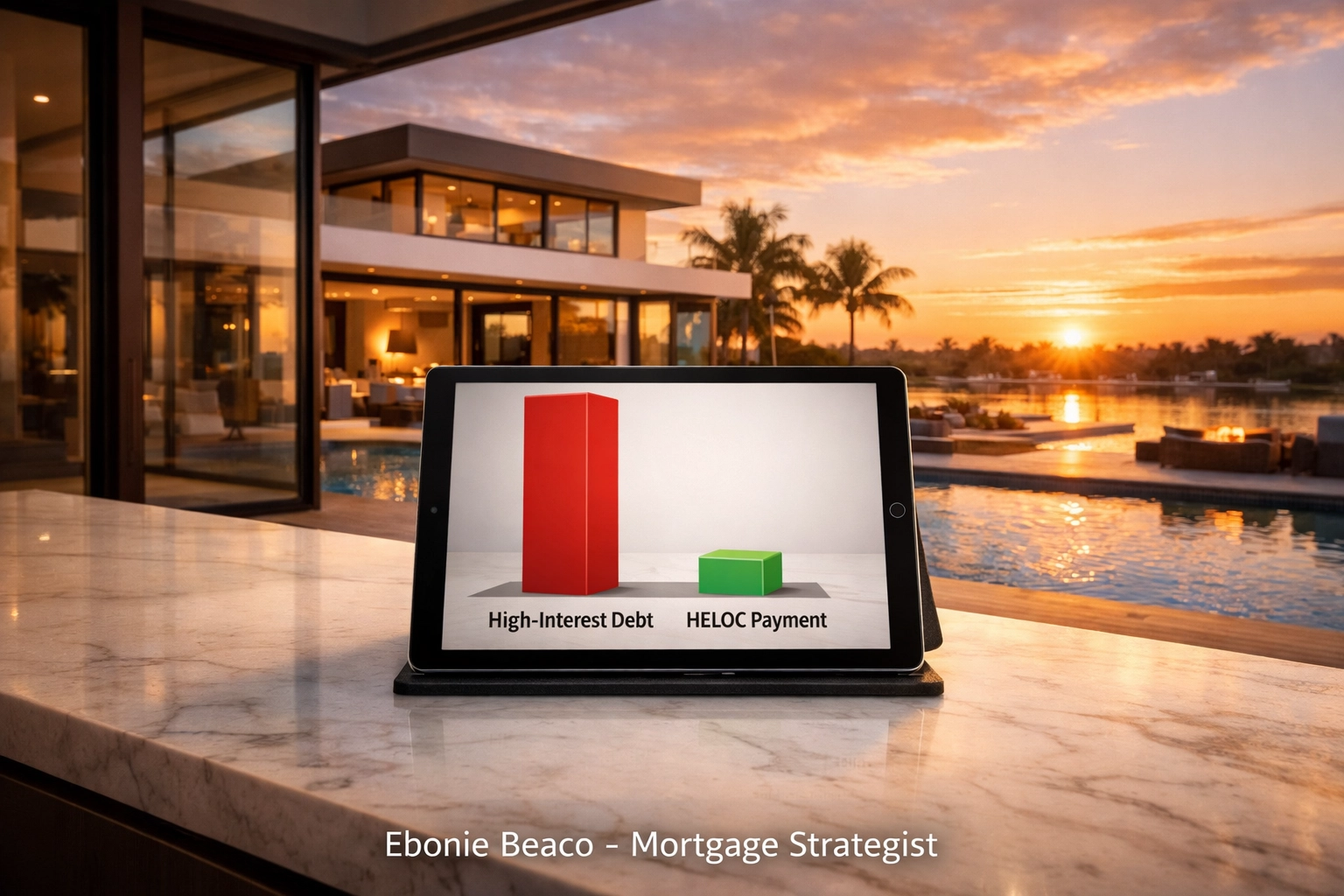 Chart comparing high interest debt payments to lower Florida HELOC payments for debt consolidation.