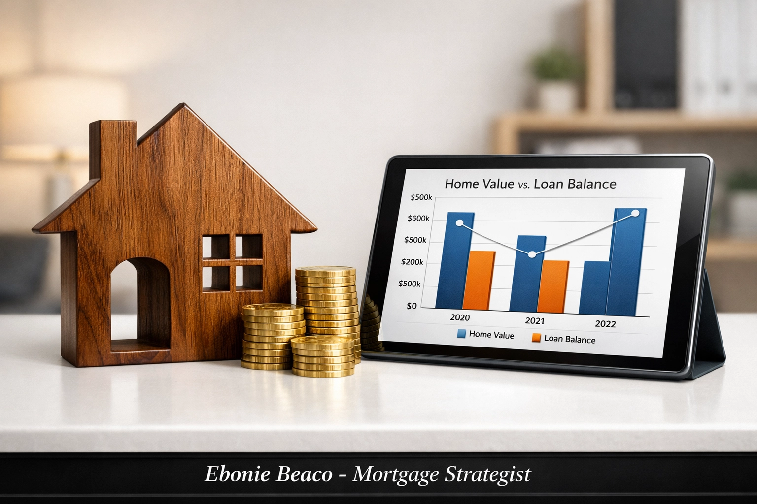Home equity calculation showing the available loan limit based on current property value and mortgage.