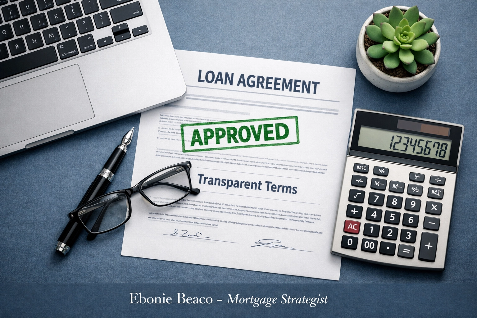 Transparent mortgage loan agreement on a strategist's desk showing clear financing terms for equity.