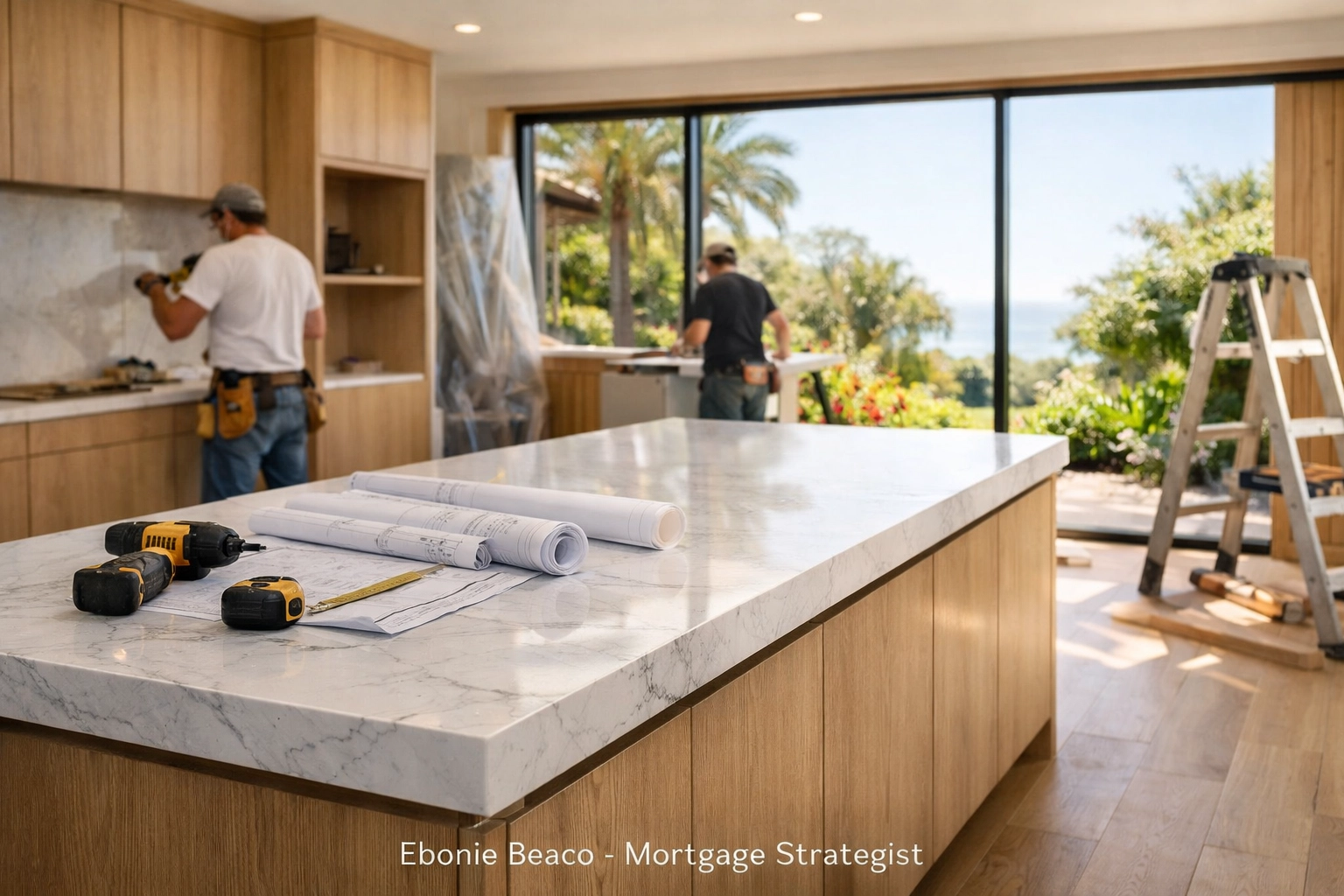 Modern California kitchen renovation in progress funded by a fast home equity line of credit.