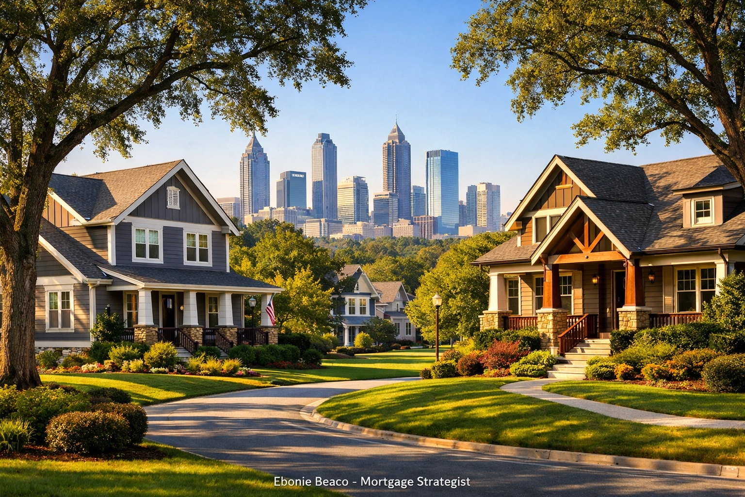 Upscale residential neighborhood in Atlanta, highlighting growth markets for scaling real estate wholesale.