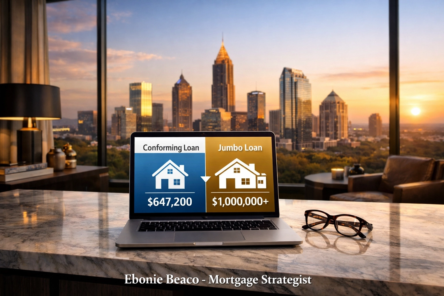 Chart comparing Atlanta conforming loan limits and jumbo loan thresholds for luxury homes.