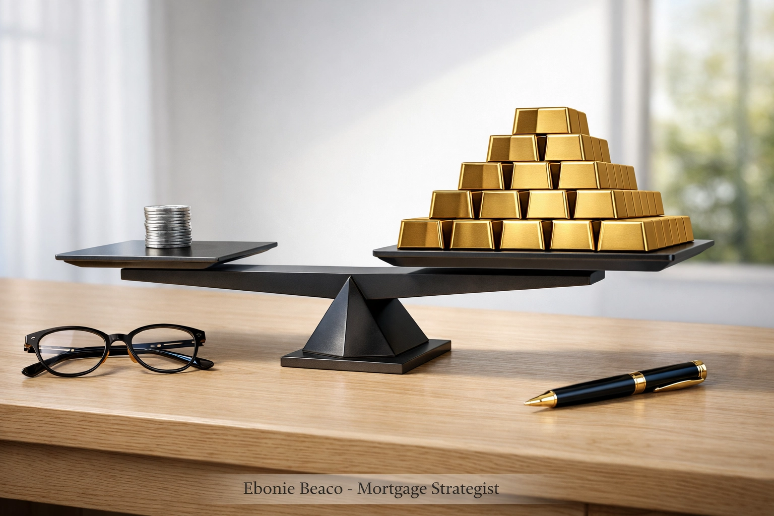 Financial scale comparing low HELOC interest-only payments to high principal and interest repayment costs.