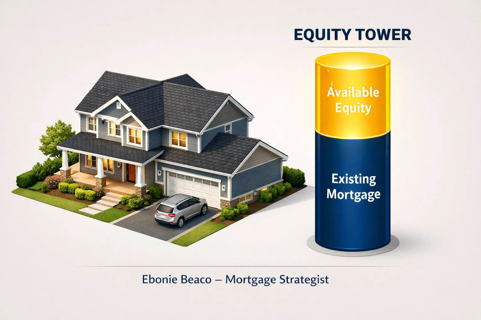 Home equity graphic illustrating the available equity for a renovation after subtracting the current mortgage balance.