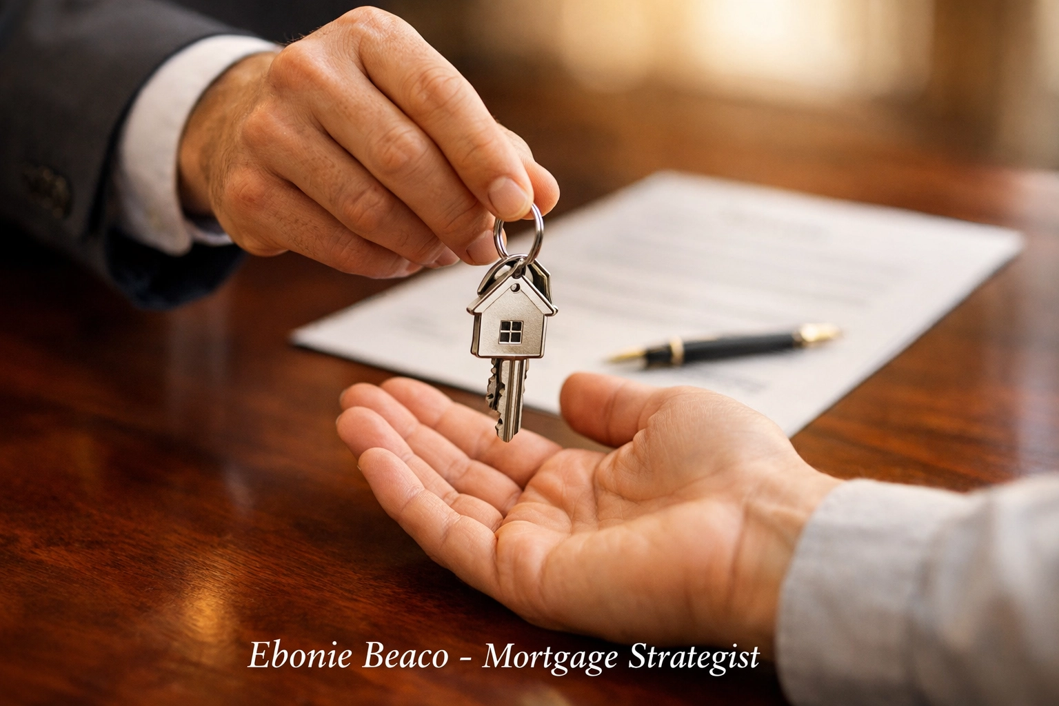 Handshake and keys exchanged during a successful real estate wholesale contract closing.