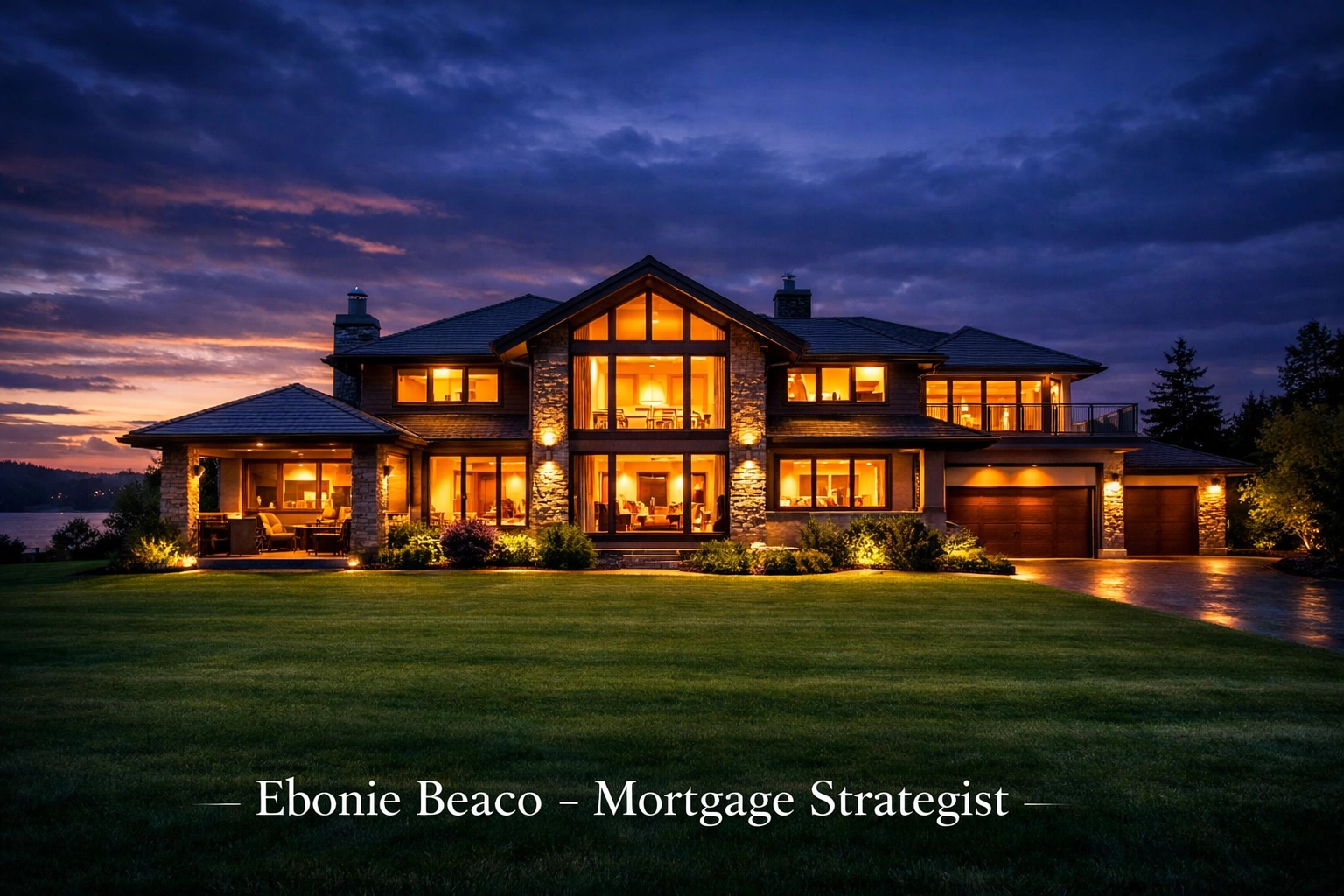 A modern family home at dusk representing home equity wealth and financial security.