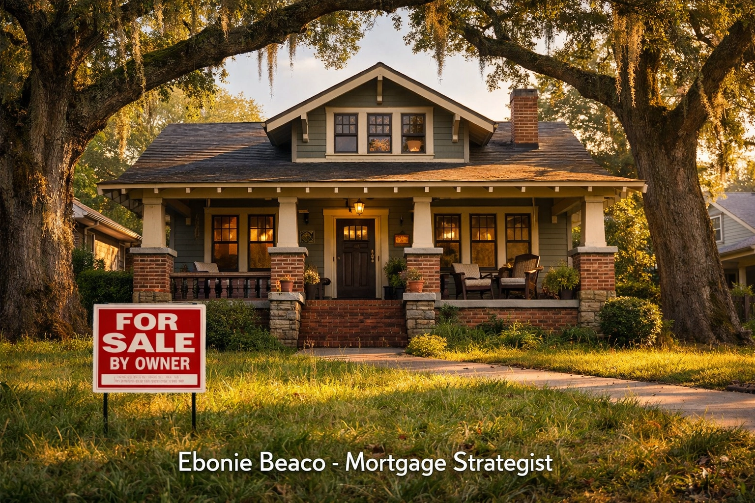 Distressed craftsman house in Atlanta with for sale by owner sign for real estate wholesaling.