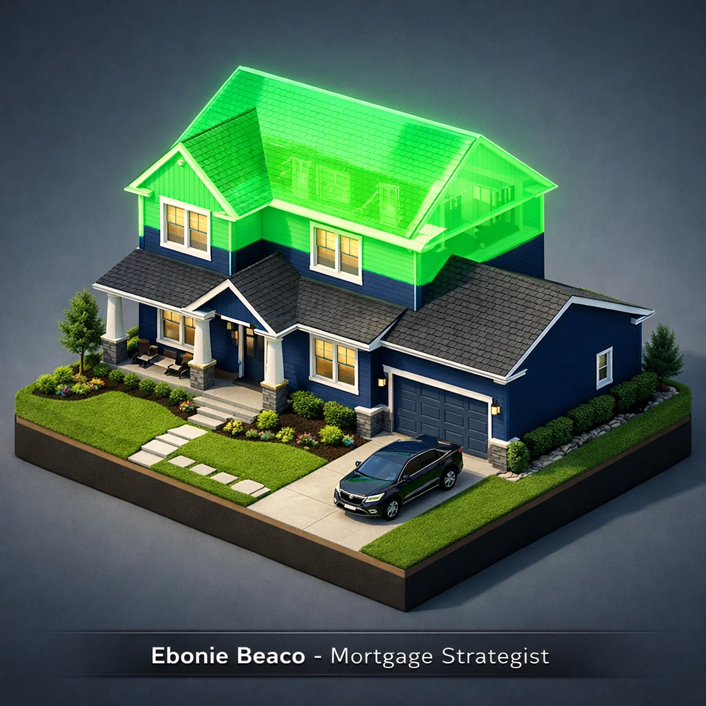 Diagram of a house value showing available equity and mortgage balance for an Indiana HELOC lender.