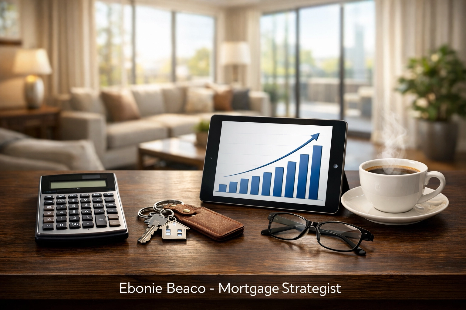 Financial calculator and house keys on an office desk symbolizing successful real estate investment financing.
