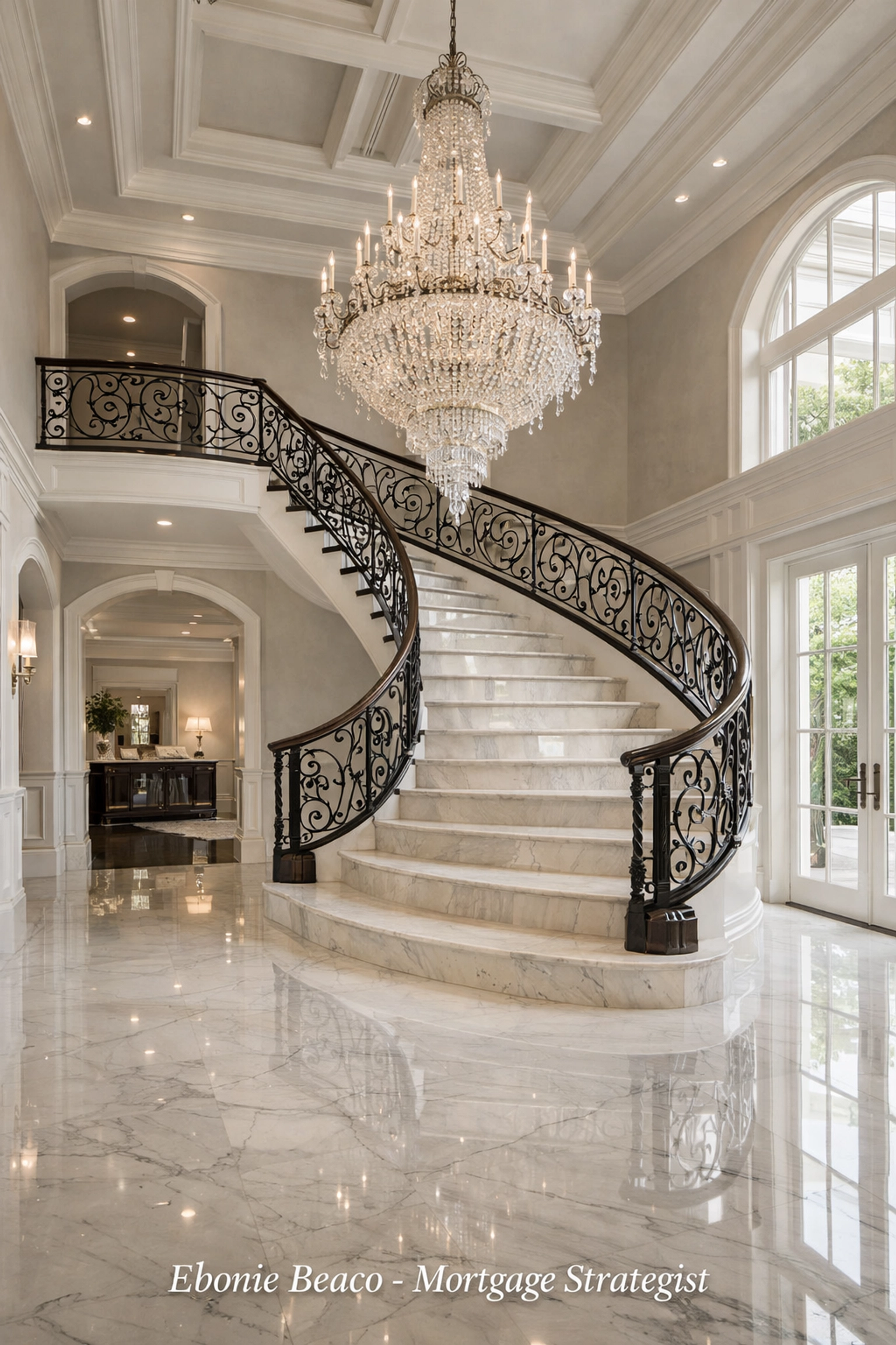 High-end interior foyer with premium finishes designed to drive high appraisal values for luxury Jumbo mortgage loans.