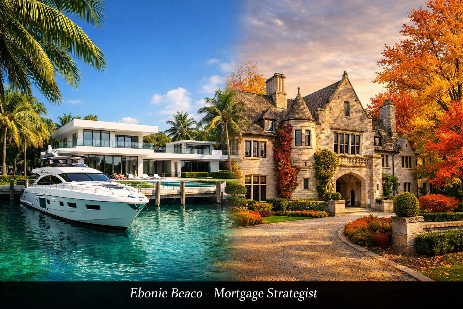 Comparison of Miami waterfront estates and Chicago luxury homes for Florida and Chicago Jumbo Loans eligibility.