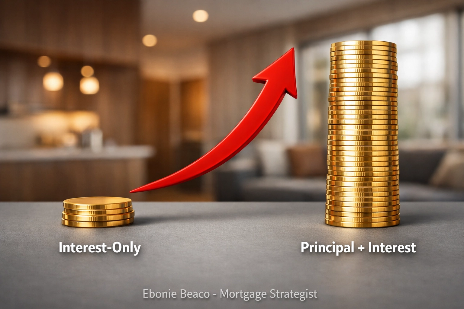 Comparison of interest-only draw period payments versus the higher principal and interest repayment phase.