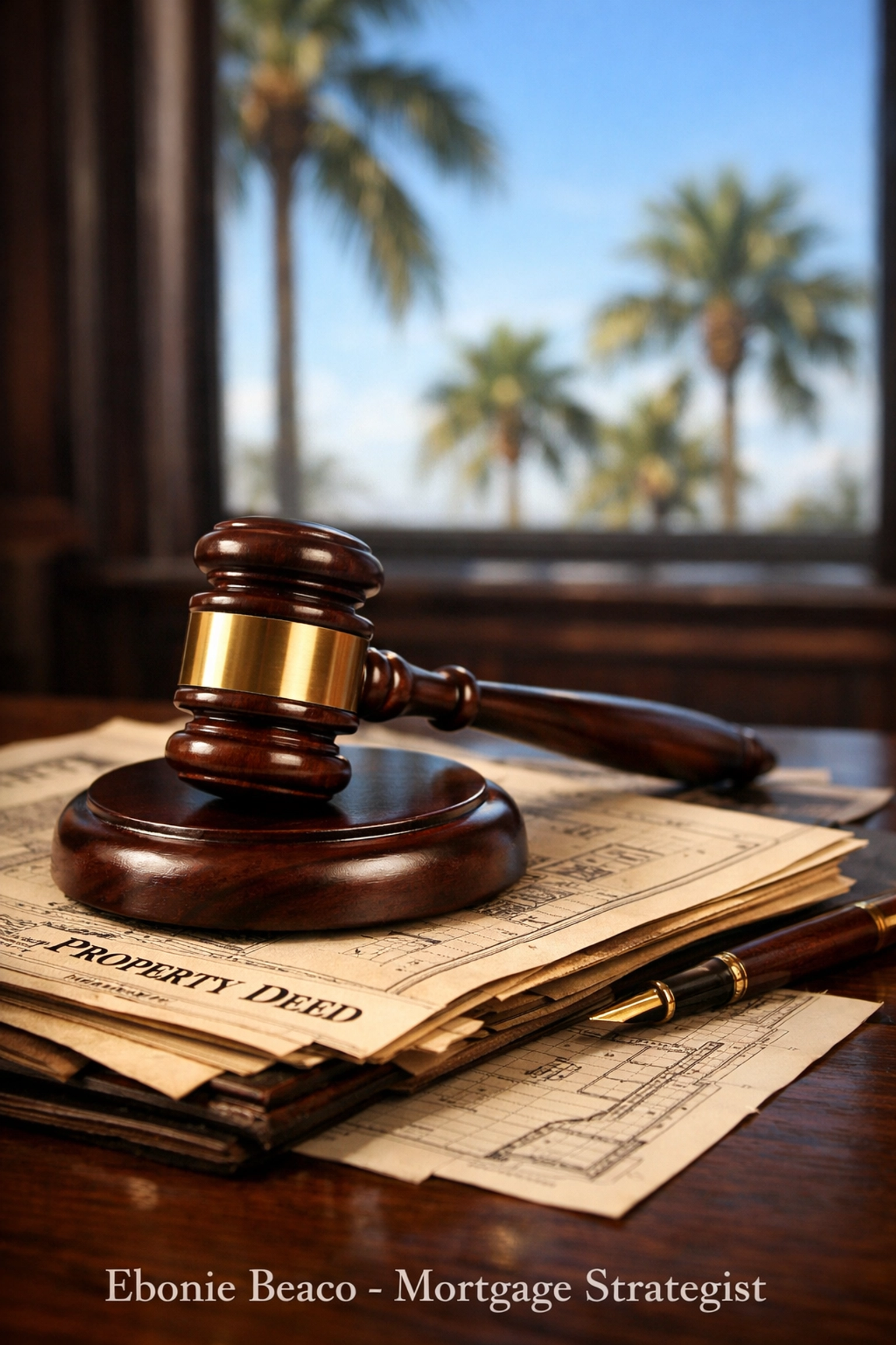 Wooden gavel and property deeds illustrating Florida real estate foreclosure auction processes.