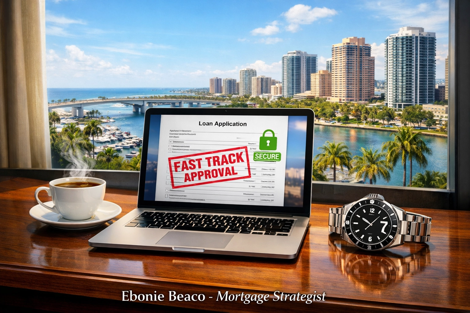 Digital dashboard showing fast track approval for a home equity line of credit in Florida and Georgia.