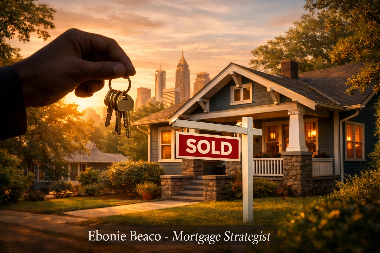 Sold Atlanta bungalow at sunset representing fast 7-day funding for real estate investors.