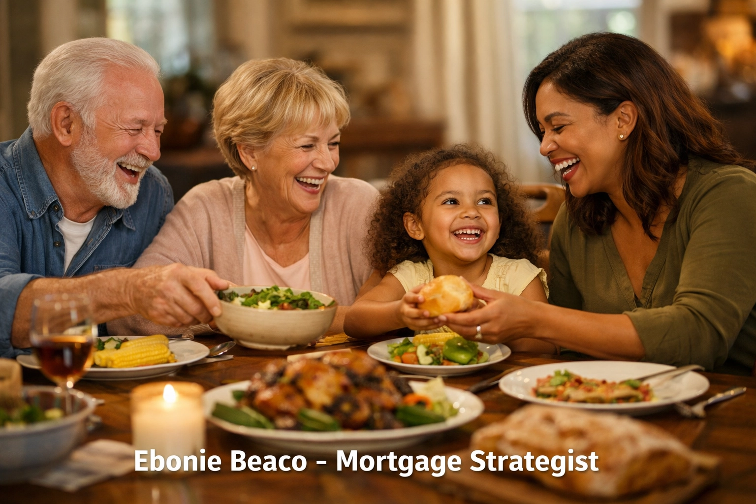 Happy multi-generational family in Virginia symbolizing successful legacy planning and home equity use.