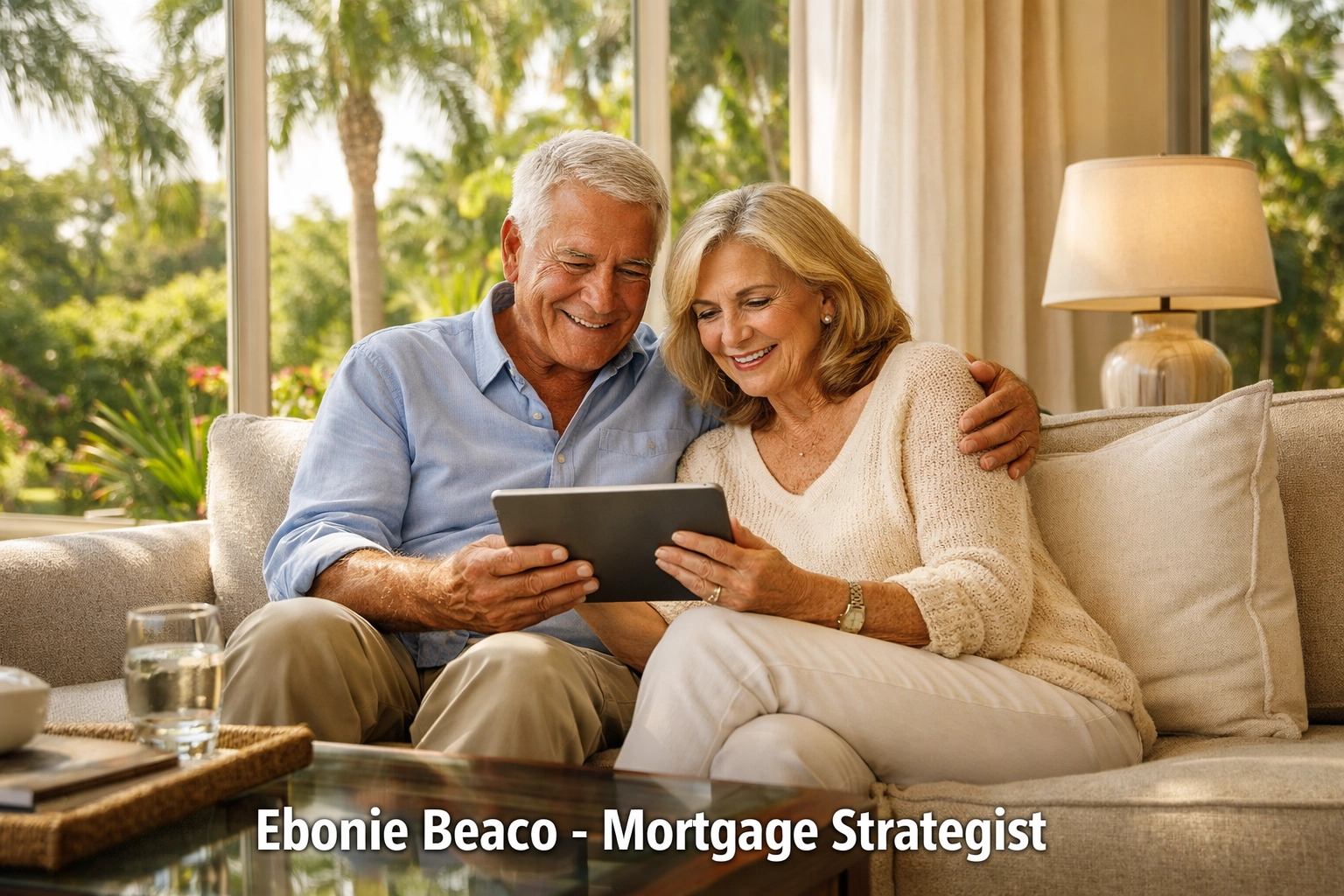 Retired couple in Florida enjoying financial security and tax-free cash flow from home equity.