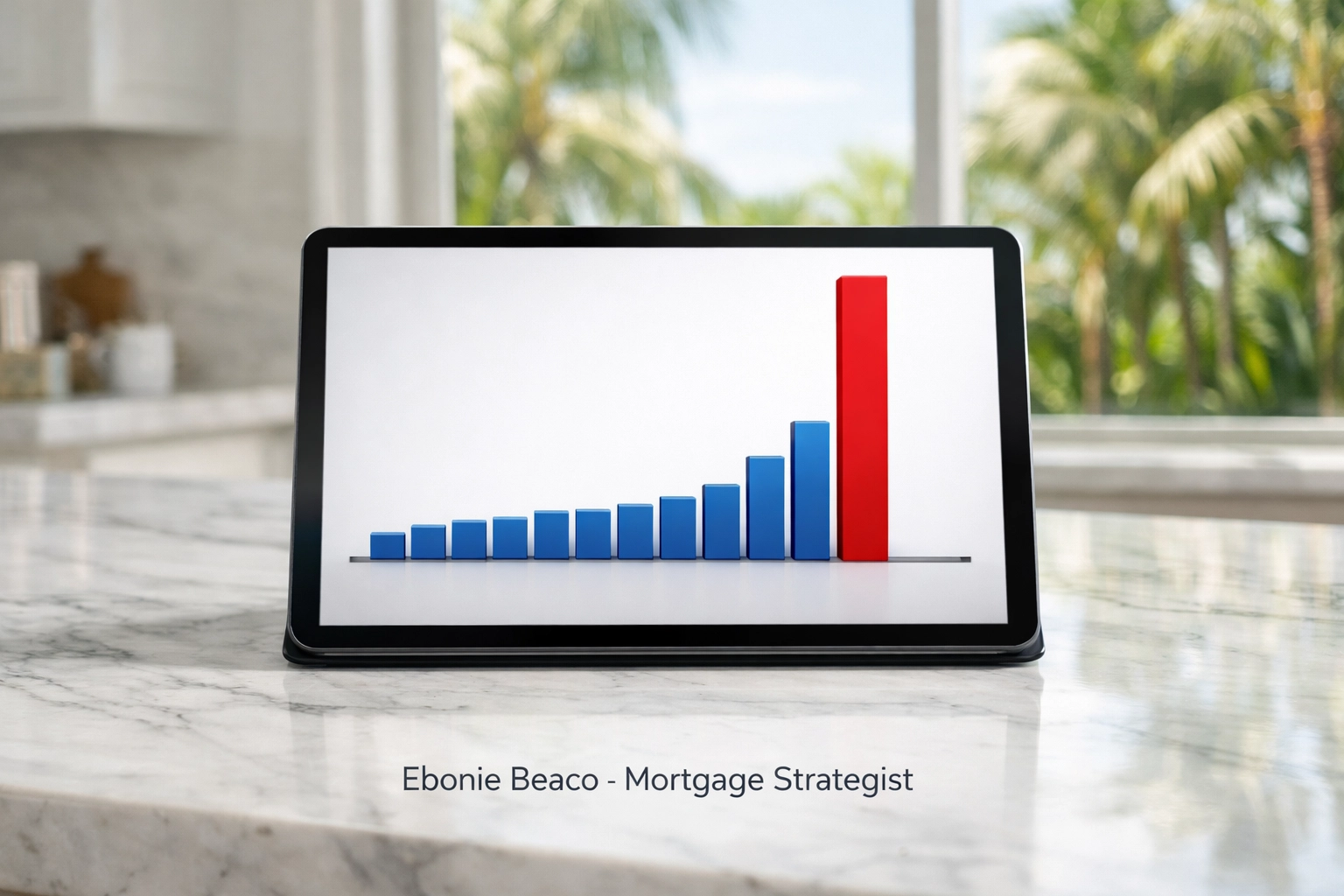 A chart on a digital tablet displaying Florida HELOC payment shock after the interest-only period ends.