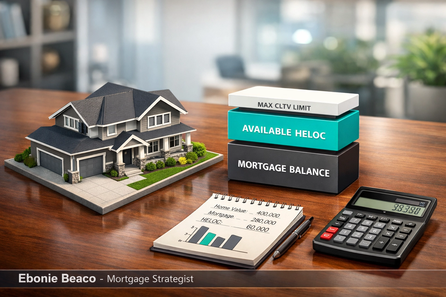 Visual breakdown of home equity access and CLTV ratio calculations for a mortgage strategy.
