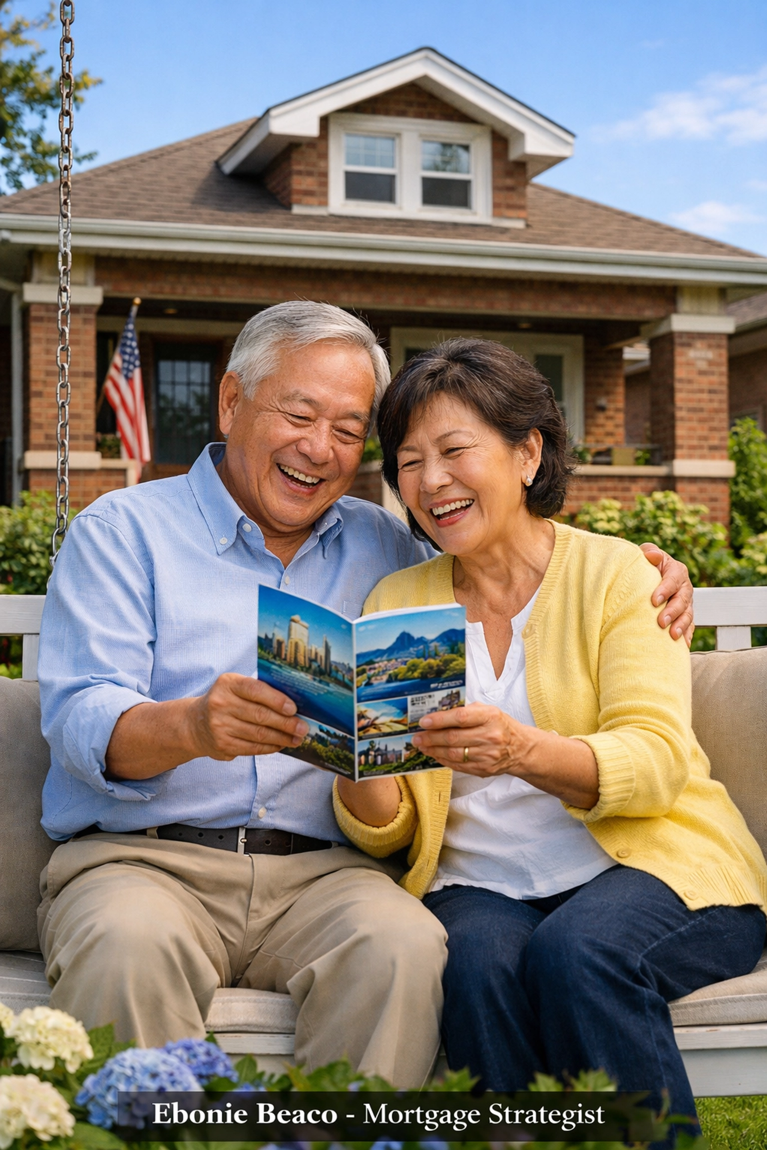 Retired couple in Chicago enjoying financial security from a HECM reverse mortgage line of credit.