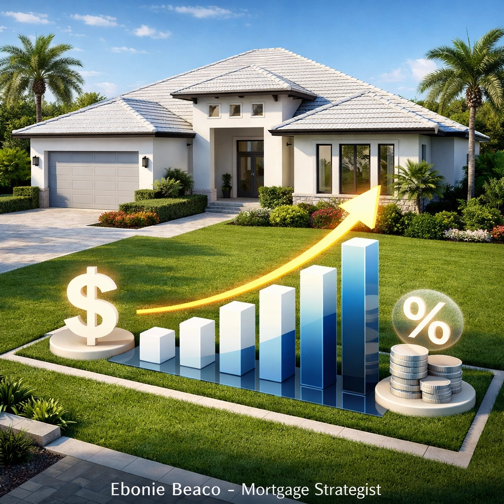 Modern Florida property showing real estate investment profit growth and fix and flip loan financing success.