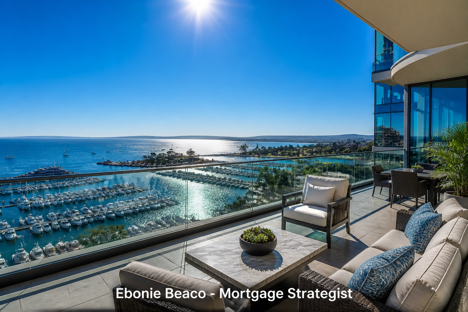 Modern San Diego waterfront condo illustrating high-value California rental property financing targets.