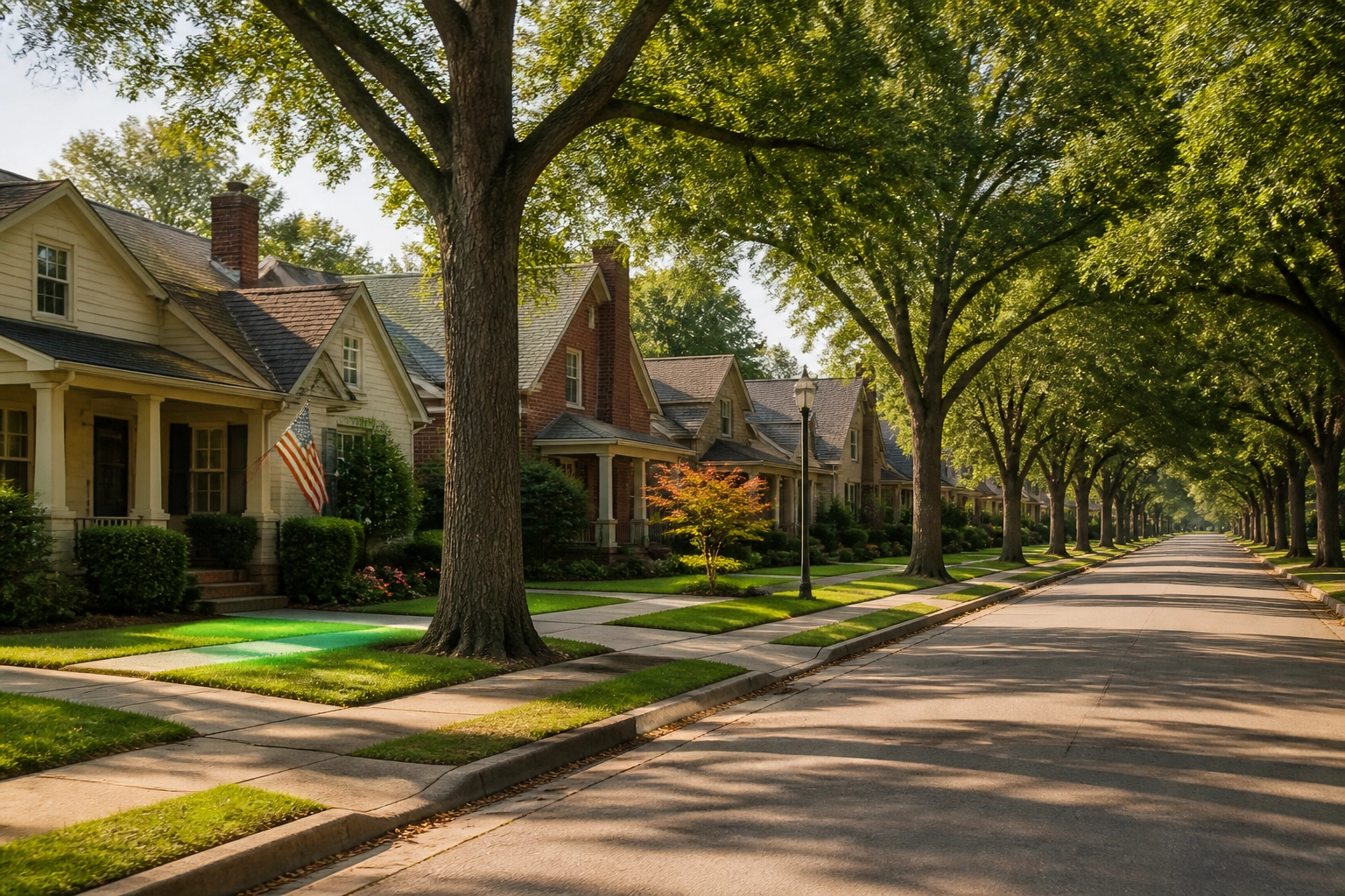 Peaceful suburban street in Arkansas