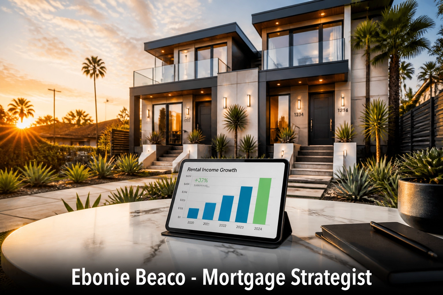 Modern Los Angeles duplex rental property showing income growth for a California DSCR loan.