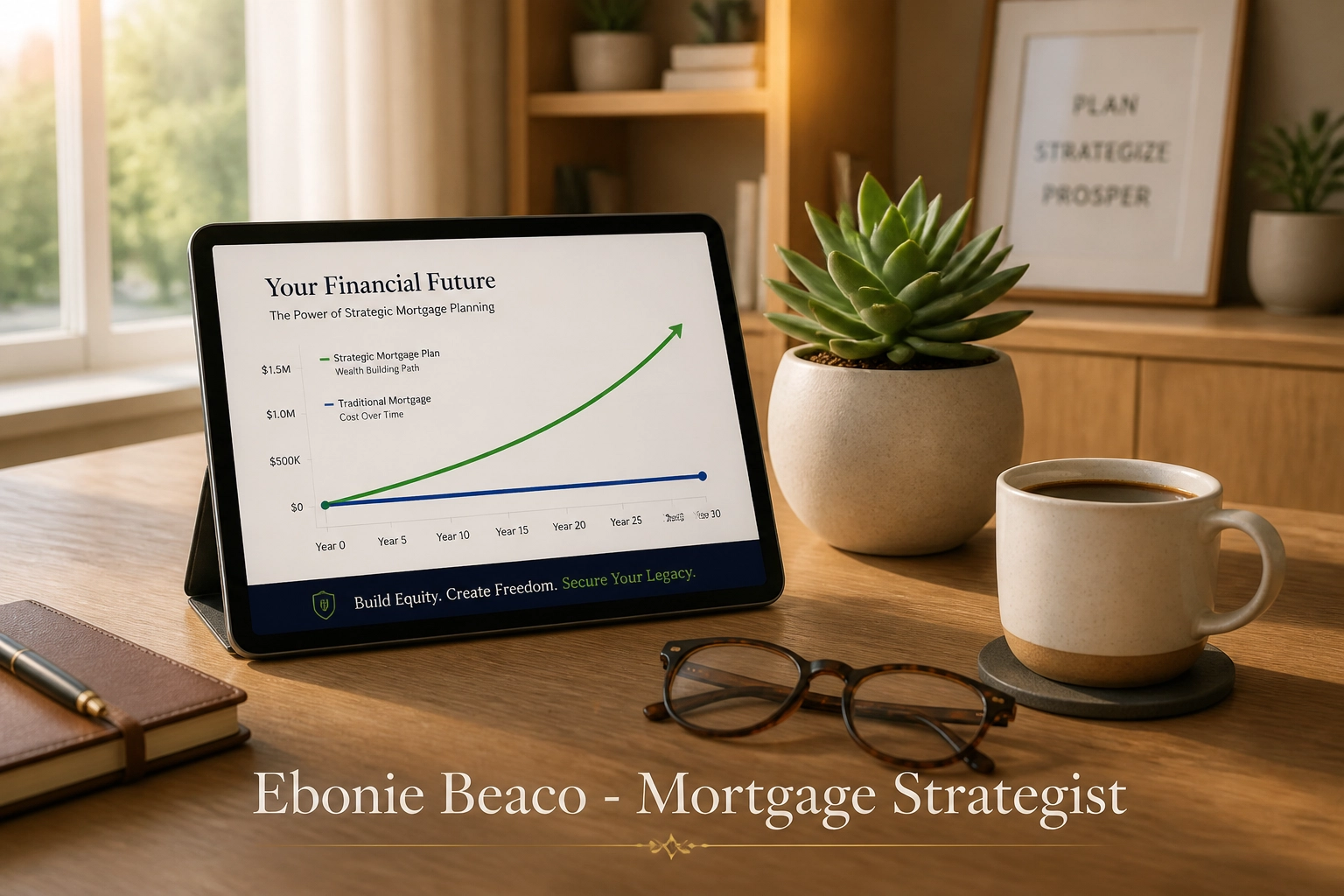 Financial chart on a tablet comparing reverse mortgage line of credit growth to a standard lump sum payout.