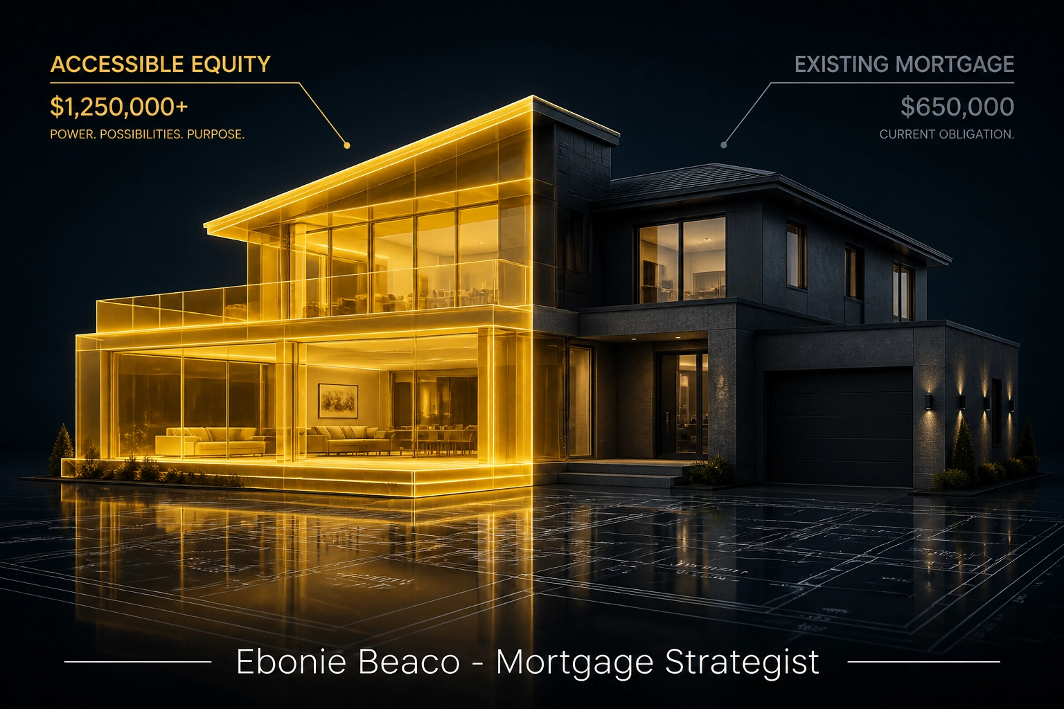 Home equity vs mortgage balance visualization for a HELOC strategy by Ebonie Beaco, Mortgage Strategist.
