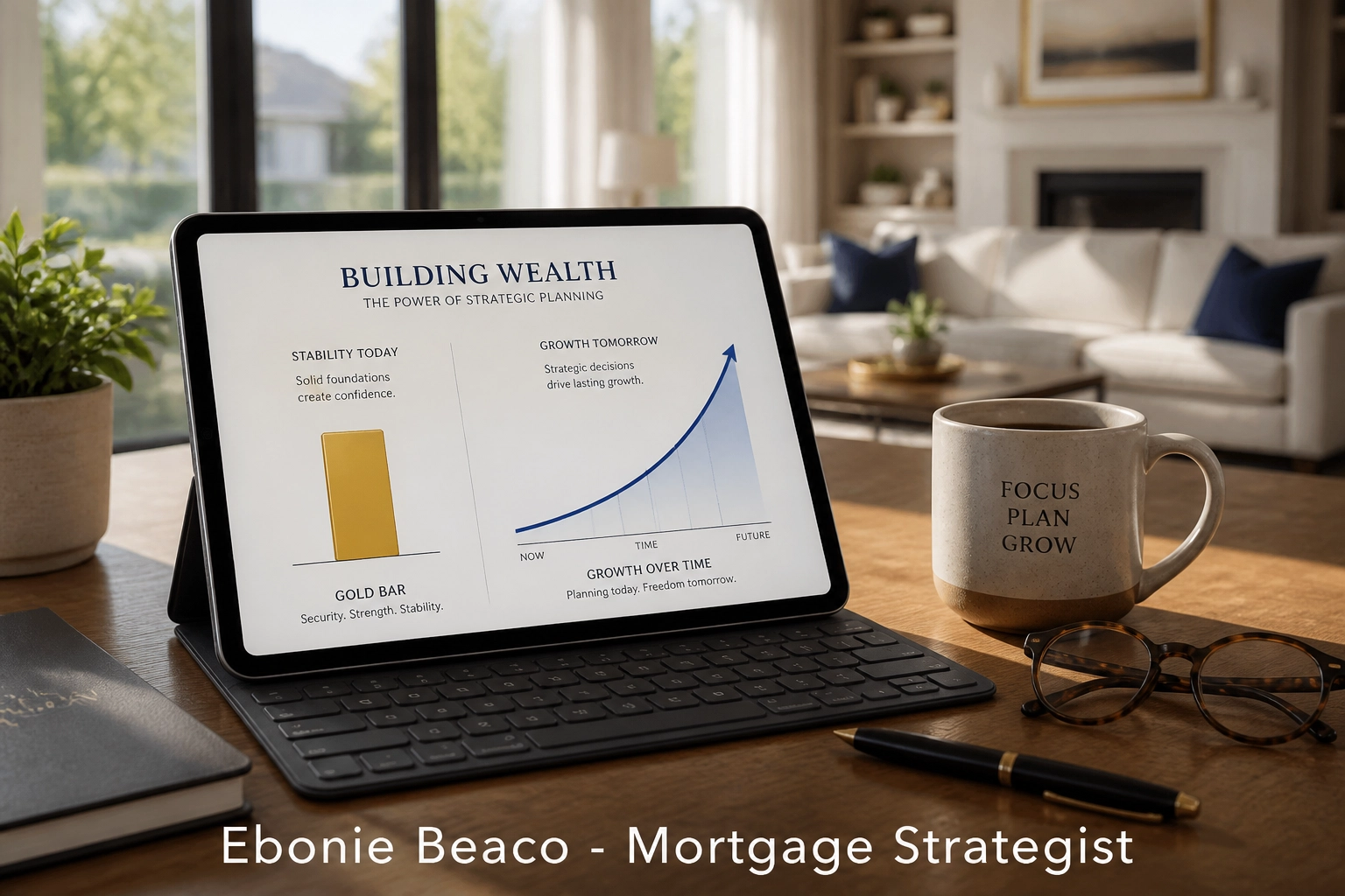 Visual comparison of a static reverse mortgage lump sum versus a growing line of credit payout on a digital tablet.