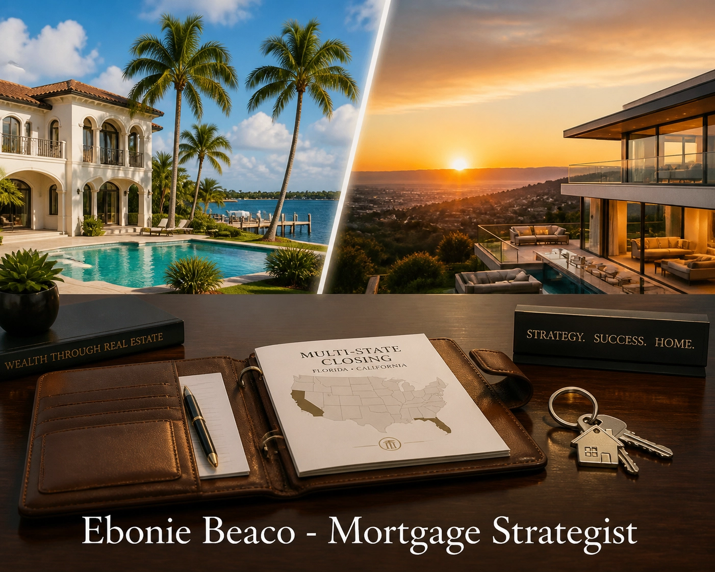 Luxury Florida and California real estate representing multi-state assignment of contract and closing logistics.