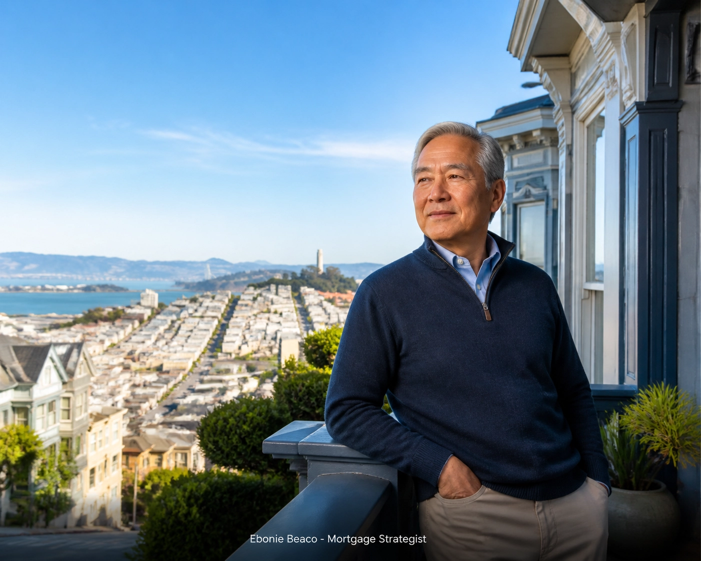 Senior homeowner in San Francisco enjoying financial freedom and aging in place through a HECM reverse mortgage.