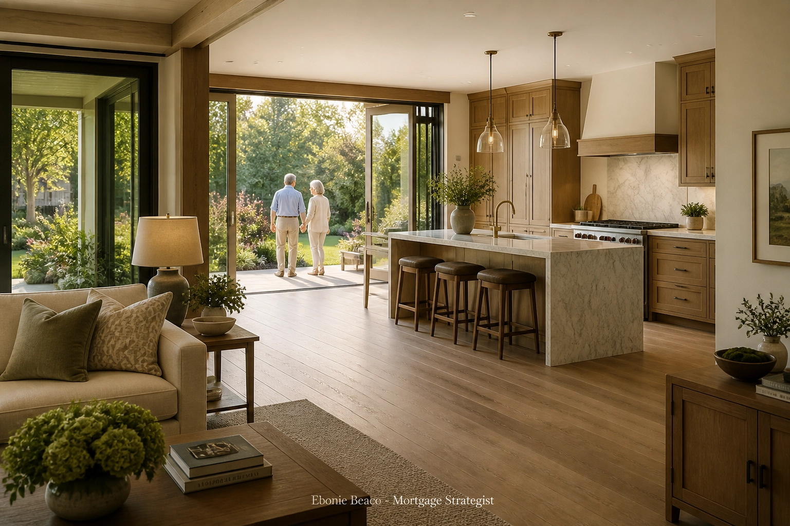 Modern craftsman home interior illustrating luxury aging in place with a reverse mortgage line of credit.