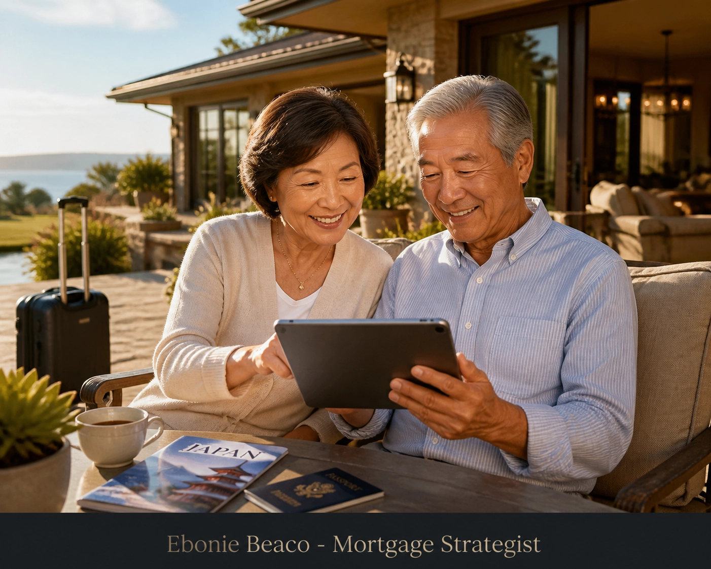 Seniors planning travel with financial freedom from a reverse mortgage line of credit payout.