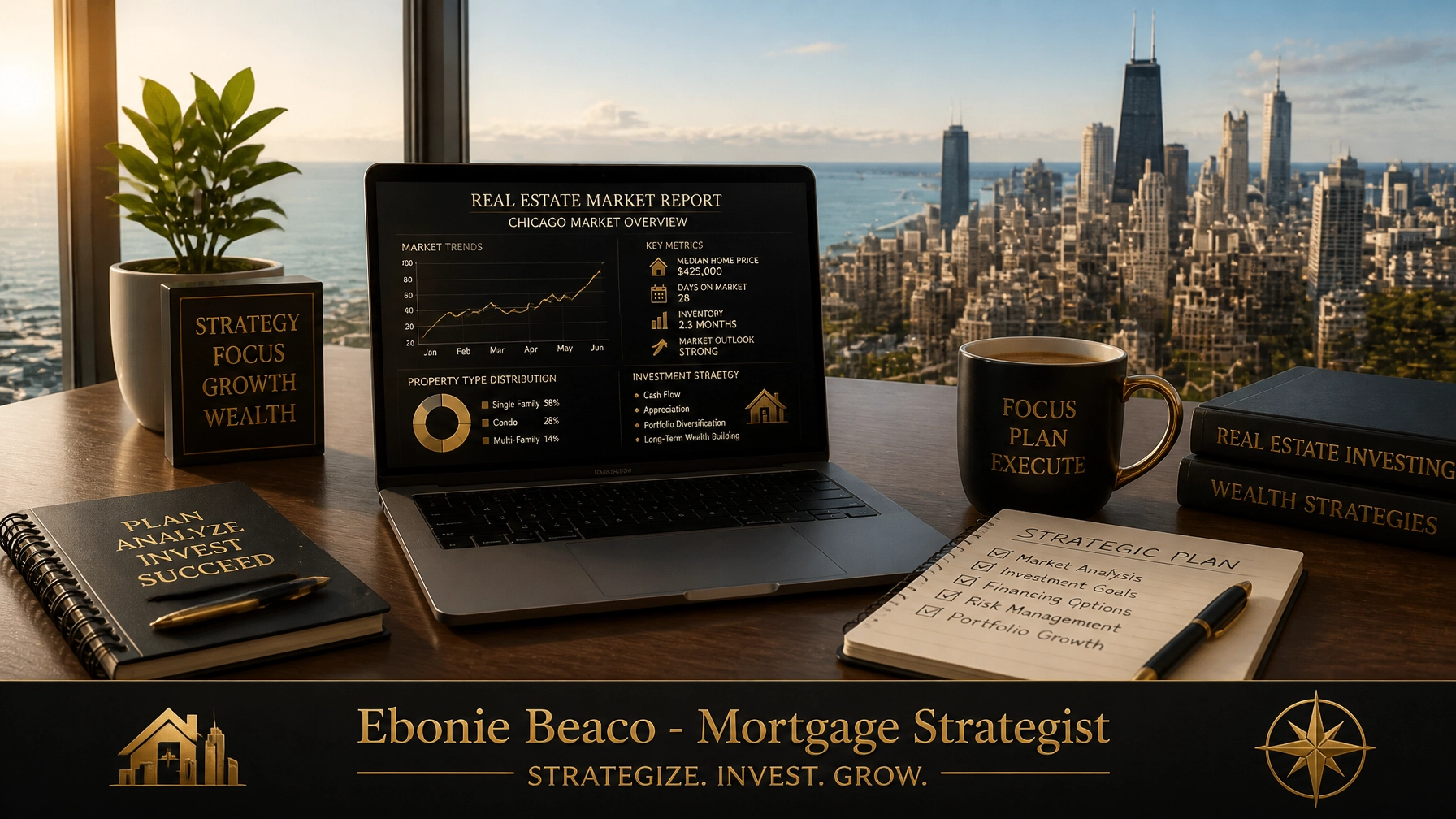 Professional workspace representing real estate strategic planning and market analysis