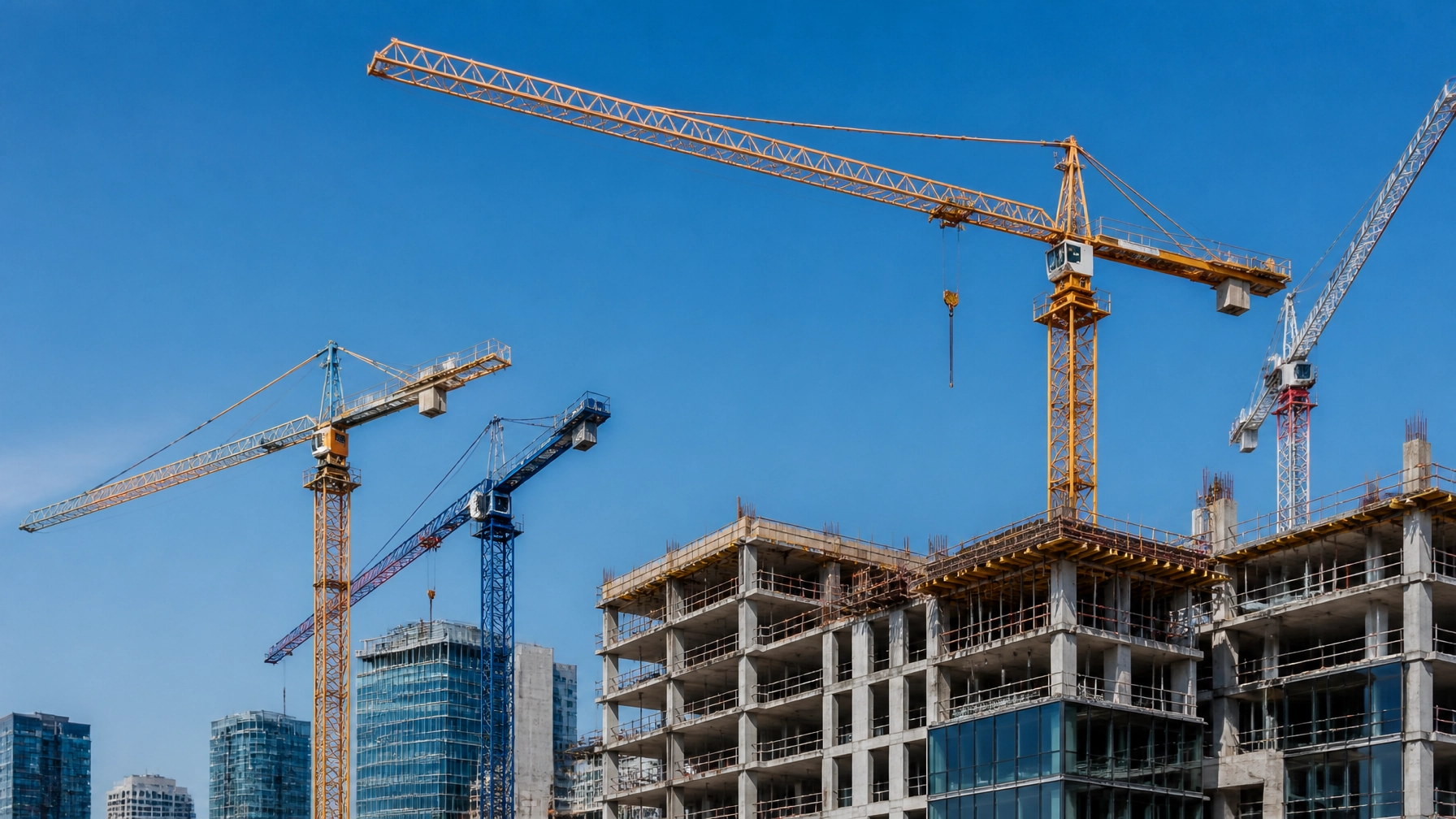 Construction site with cranes representing an improvement exchange strategy