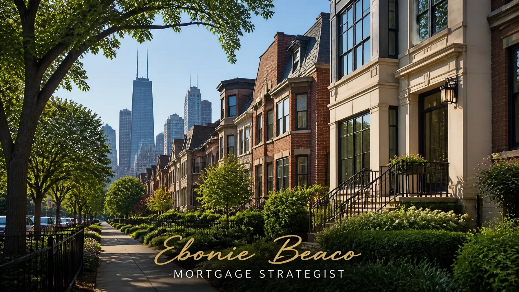 Morning sun over a professional residential neighborhood in Chicago