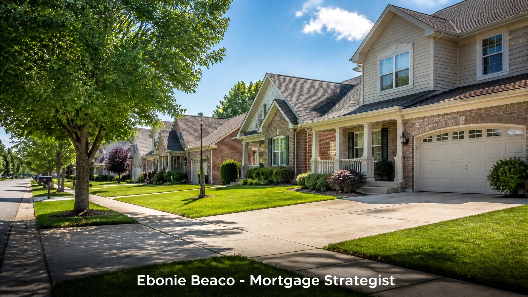 Suburban street in the Midwest representing stable housing markets like Illinois and Indiana