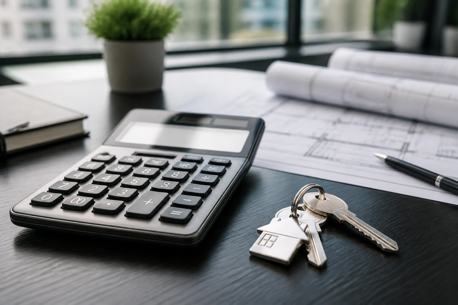 Professional desk with real estate tools