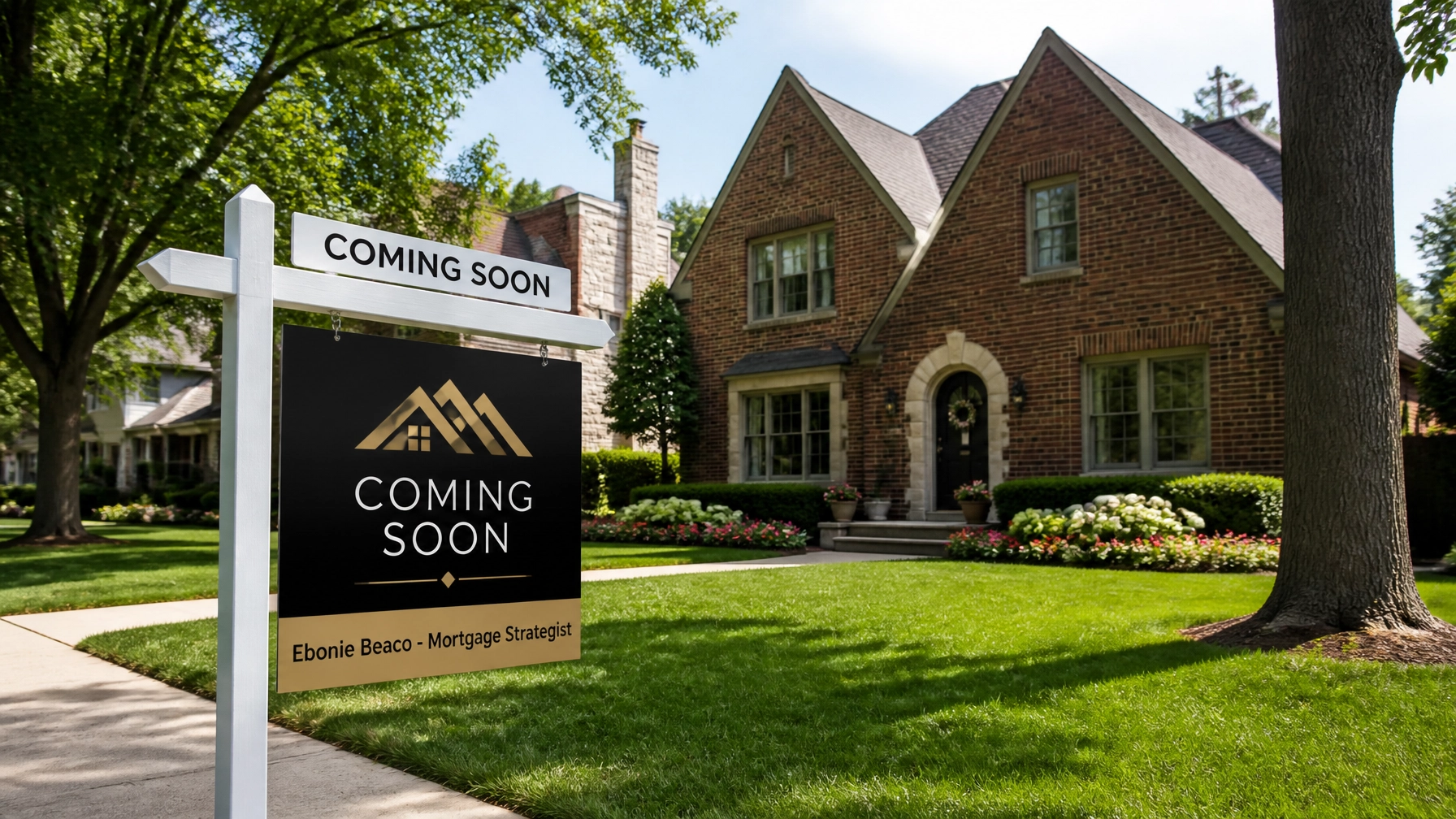 Real estate sign landscape with Ebonie Beaco branding