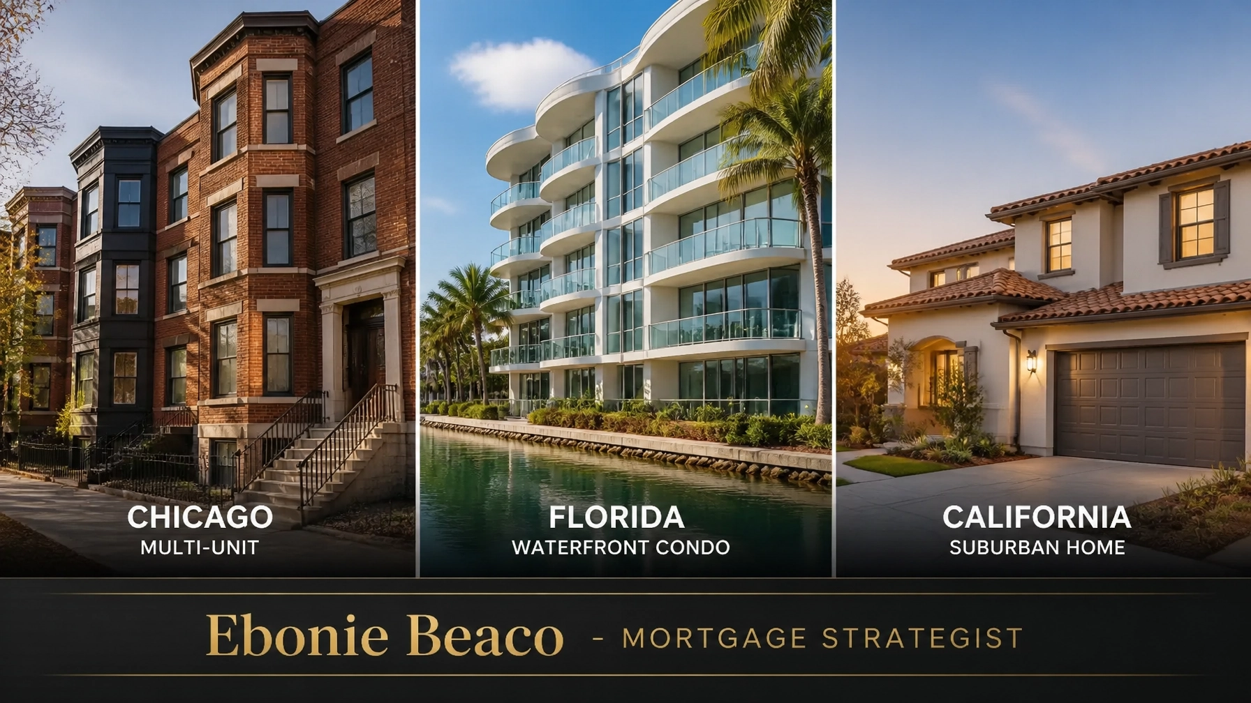A collage of architectural styles representing the diverse real estate markets of the US.