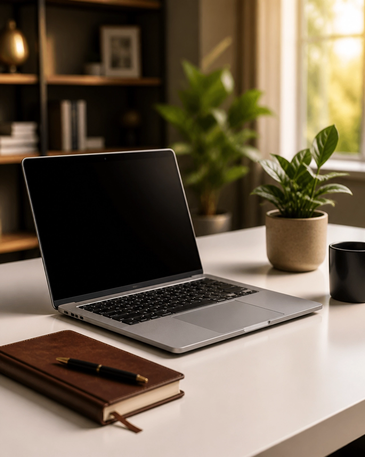 Modern home office with tools for real estate strategy and communication
