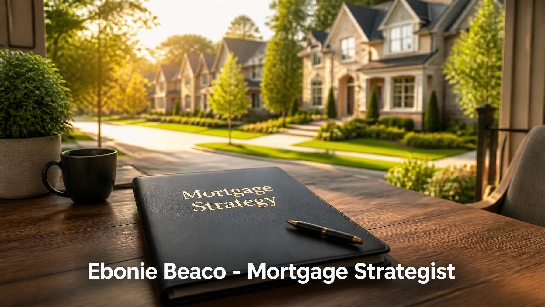 Modern residential neighborhood with mortgage strategy folder